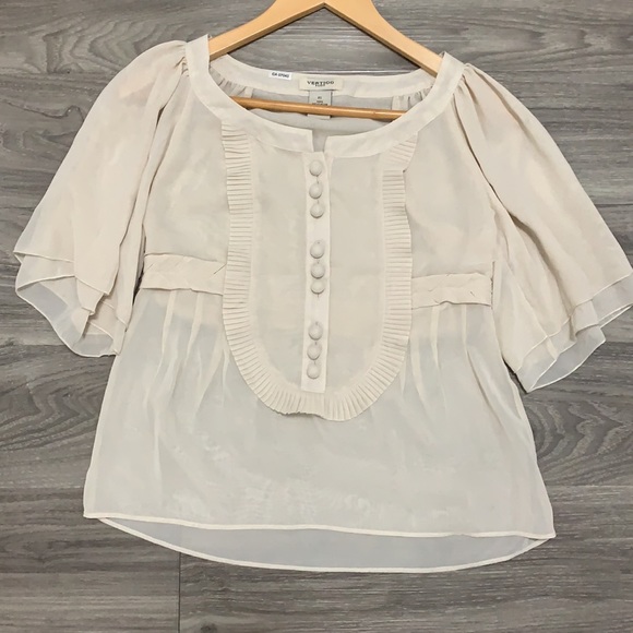 Fancy flowy top beige - Picture 3 of 5